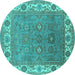 Round Oriental Turquoise Industrial Rug, urb1663turq