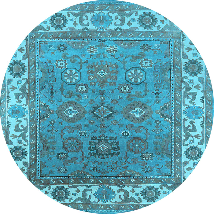 Round Oriental Light Blue Industrial Rug, urb1663lblu