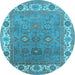 Round Oriental Light Blue Industrial Rug, urb1663lblu