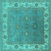 Square Machine Washable Oriental Turquoise Industrial Area Rugs, wshurb1663turq