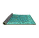 Sideview of Oriental Turquoise Industrial Rug, urb1663turq