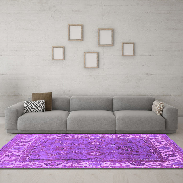 Machine Washable Oriental Purple Industrial Area Rugs in a Living Room, wshurb1663pur