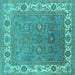 Square Oriental Turquoise Industrial Rug, urb1663turq