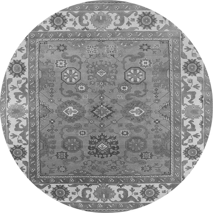 Round Machine Washable Oriental Gray Industrial Rug, wshurb1663gry