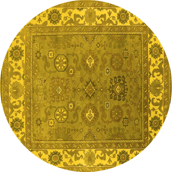 Round Oriental Yellow Industrial Rug, urb1663yw