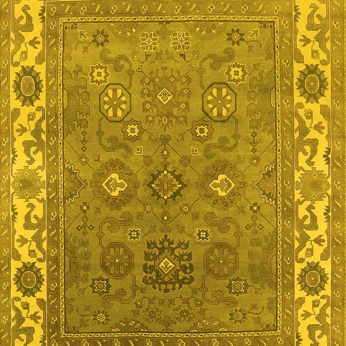 Machine Washable Oriental Yellow Industrial Rug, wshurb1663yw