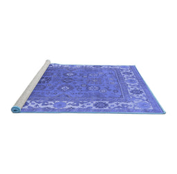 Sideview of Machine Washable Oriental Blue Industrial Rug, wshurb1663blu