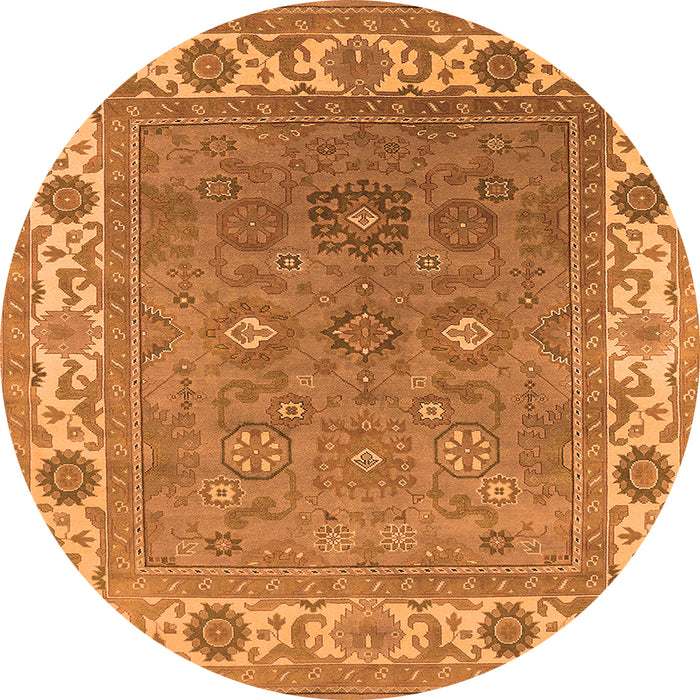 Round Oriental Orange Industrial Rug, urb1663org