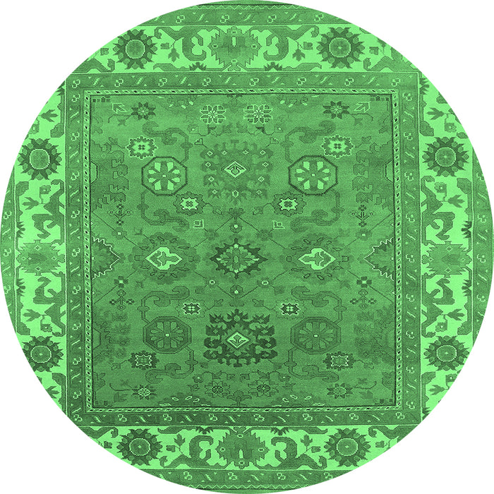 Round Oriental Emerald Green Industrial Rug, urb1663emgrn