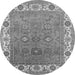 Round Oriental Gray Industrial Rug, urb1663gry