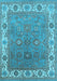 Machine Washable Oriental Light Blue Industrial Rug, wshurb1663lblu