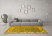 Machine Washable Oriental Yellow Industrial Rug in a Living Room, wshurb1663yw