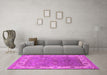 Machine Washable Oriental Pink Industrial Rug in a Living Room, wshurb1663pnk