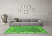 Machine Washable Oriental Green Industrial Area Rugs in a Living Room,, wshurb1663grn