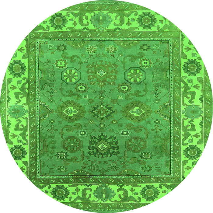 Round Oriental Green Industrial Rug, urb1663grn