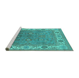 Sideview of Machine Washable Oriental Turquoise Industrial Area Rugs, wshurb1663turq