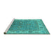 Sideview of Machine Washable Oriental Turquoise Industrial Area Rugs, wshurb1663turq