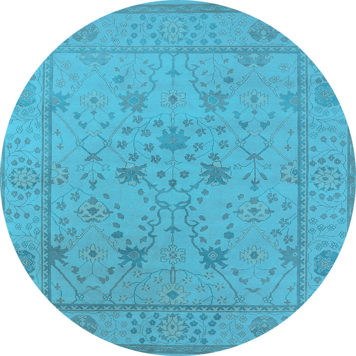 Round Oriental Light Blue Industrial Rug, urb1664lblu