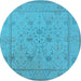 Round Oriental Light Blue Industrial Rug, urb1664lblu