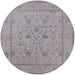 Round Machine Washable Industrial Modern Dark Gray Rug, wshurb1664