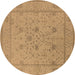 Round Oriental Brown Industrial Rug, urb1664brn