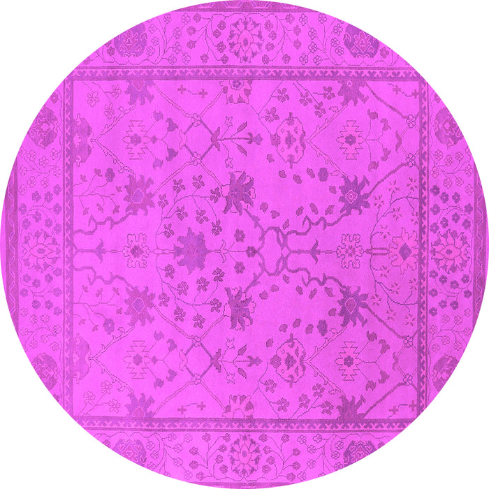 Round Machine Washable Oriental Pink Industrial Rug, wshurb1664pnk
