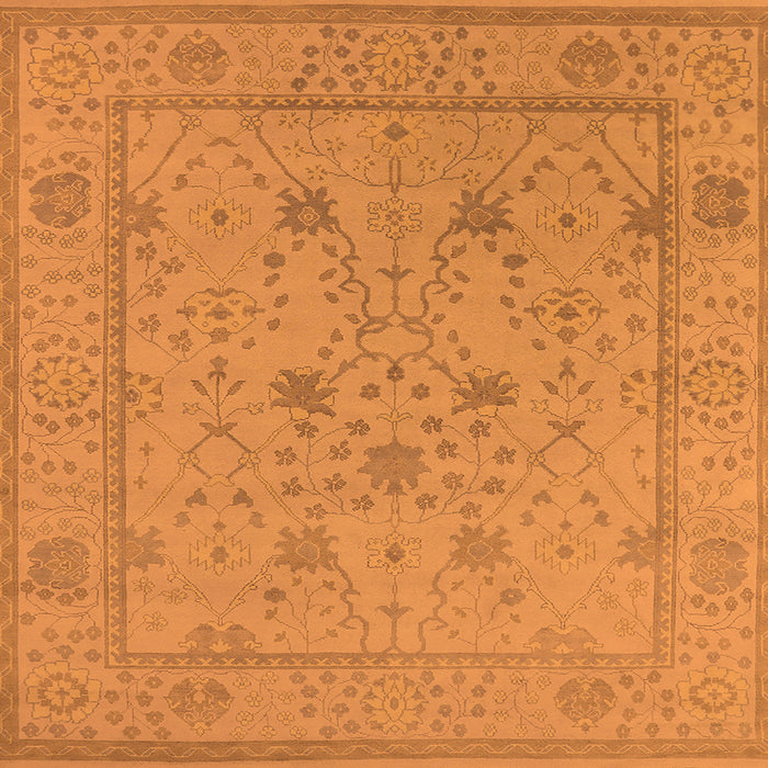 Square Machine Washable Oriental Orange Industrial Area Rugs, wshurb1664org