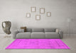 Machine Washable Oriental Pink Industrial Rug in a Living Room, wshurb1664pnk