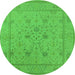 Round Oriental Green Industrial Rug, urb1664grn