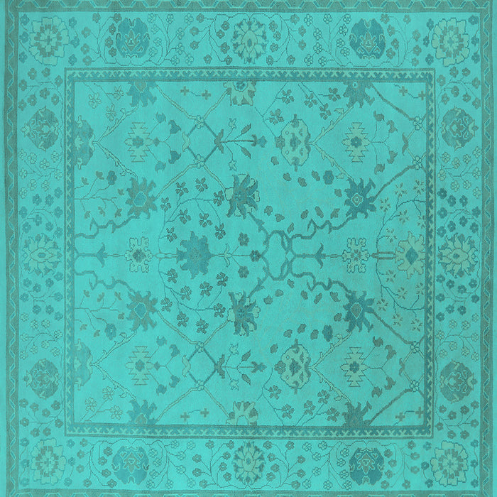 Square Oriental Turquoise Industrial Rug, urb1664turq