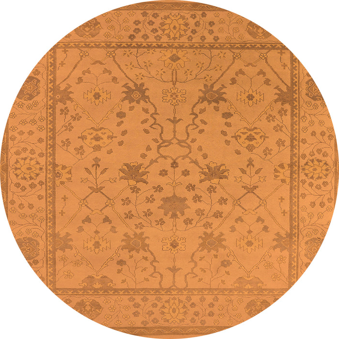 Round Machine Washable Oriental Orange Industrial Area Rugs, wshurb1664org