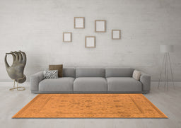 Machine Washable Oriental Orange Industrial Area Rugs in a Living Room, wshurb1664org