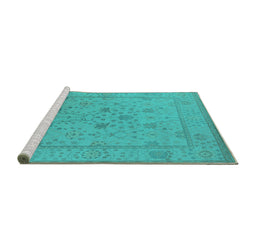Sideview of Machine Washable Oriental Turquoise Industrial Area Rugs, wshurb1664turq