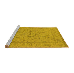 Sideview of Machine Washable Oriental Yellow Industrial Rug, wshurb1664yw