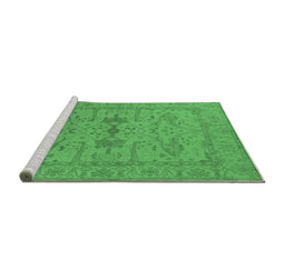 Sideview of Machine Washable Oriental Emerald Green Industrial Area Rugs, wshurb1665emgrn