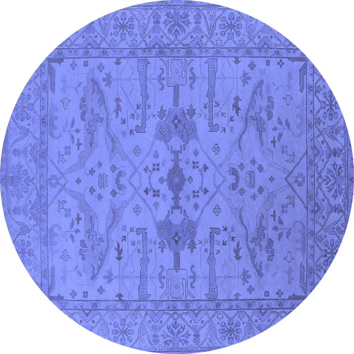 Round Oriental Blue Industrial Rug, urb1665blu
