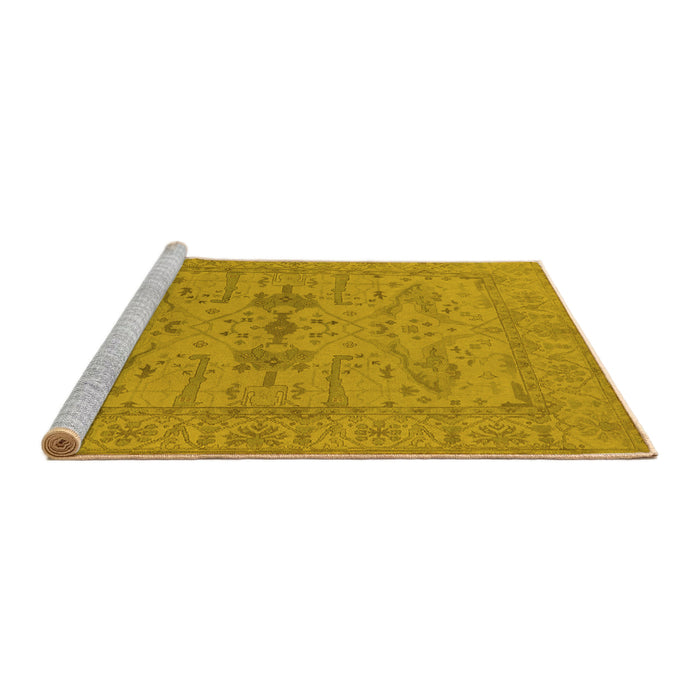 Sideview of Machine Washable Oriental Yellow Industrial Rug, wshurb1665yw