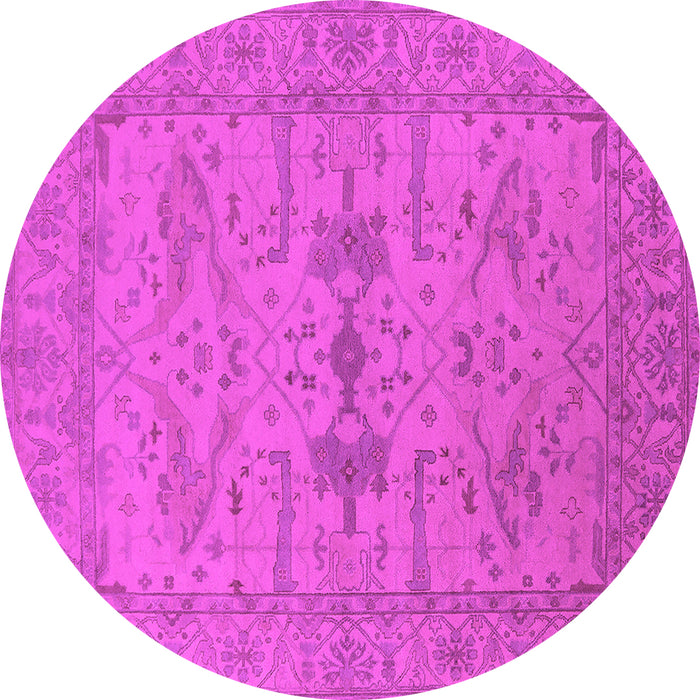 Round Machine Washable Oriental Pink Industrial Rug, wshurb1665pnk