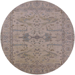 Round Mid-Century Modern Rose Purple Oriental Rug, urb1665