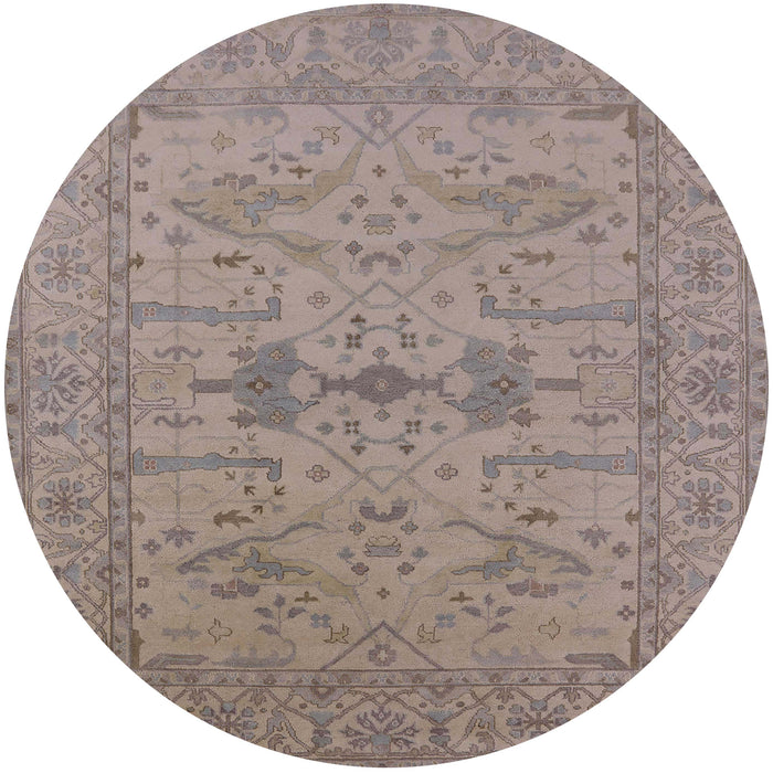 Round Mid-Century Modern Rose Purple Oriental Rug, urb1665