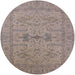 Round Mid-Century Modern Rose Purple Oriental Rug, urb1665