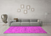 Machine Washable Oriental Pink Industrial Rug in a Living Room, wshurb1665pnk