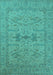 Machine Washable Oriental Turquoise Industrial Area Rugs, wshurb1665turq