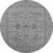 Round Machine Washable Oriental Gray Industrial Rug, wshurb1665gry