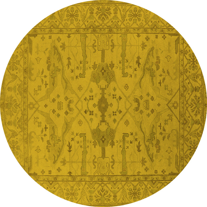 Round Oriental Yellow Industrial Rug, urb1665yw