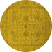 Round Oriental Yellow Industrial Rug, urb1665yw