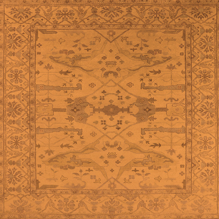 Square Machine Washable Oriental Orange Industrial Area Rugs, wshurb1665org