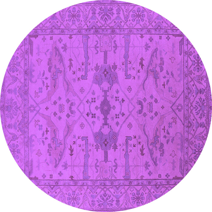 Round Machine Washable Oriental Purple Industrial Area Rugs, wshurb1665pur