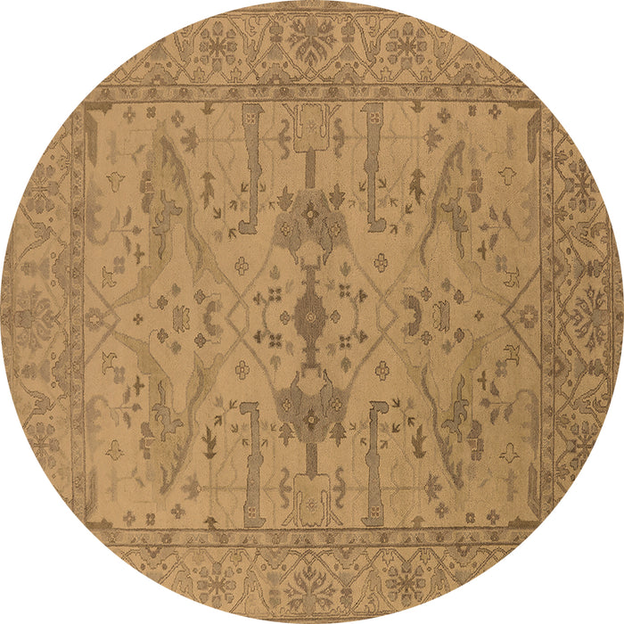Round Oriental Brown Industrial Rug, urb1665brn