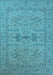 Machine Washable Oriental Light Blue Industrial Rug, wshurb1665lblu